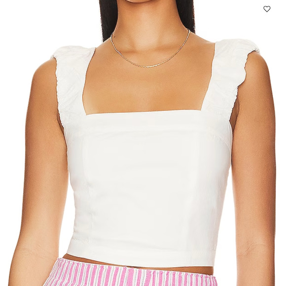 Free People cropped ASHLEY TANK TOP | Size L White, NEW N1 - Picture 2 of 8